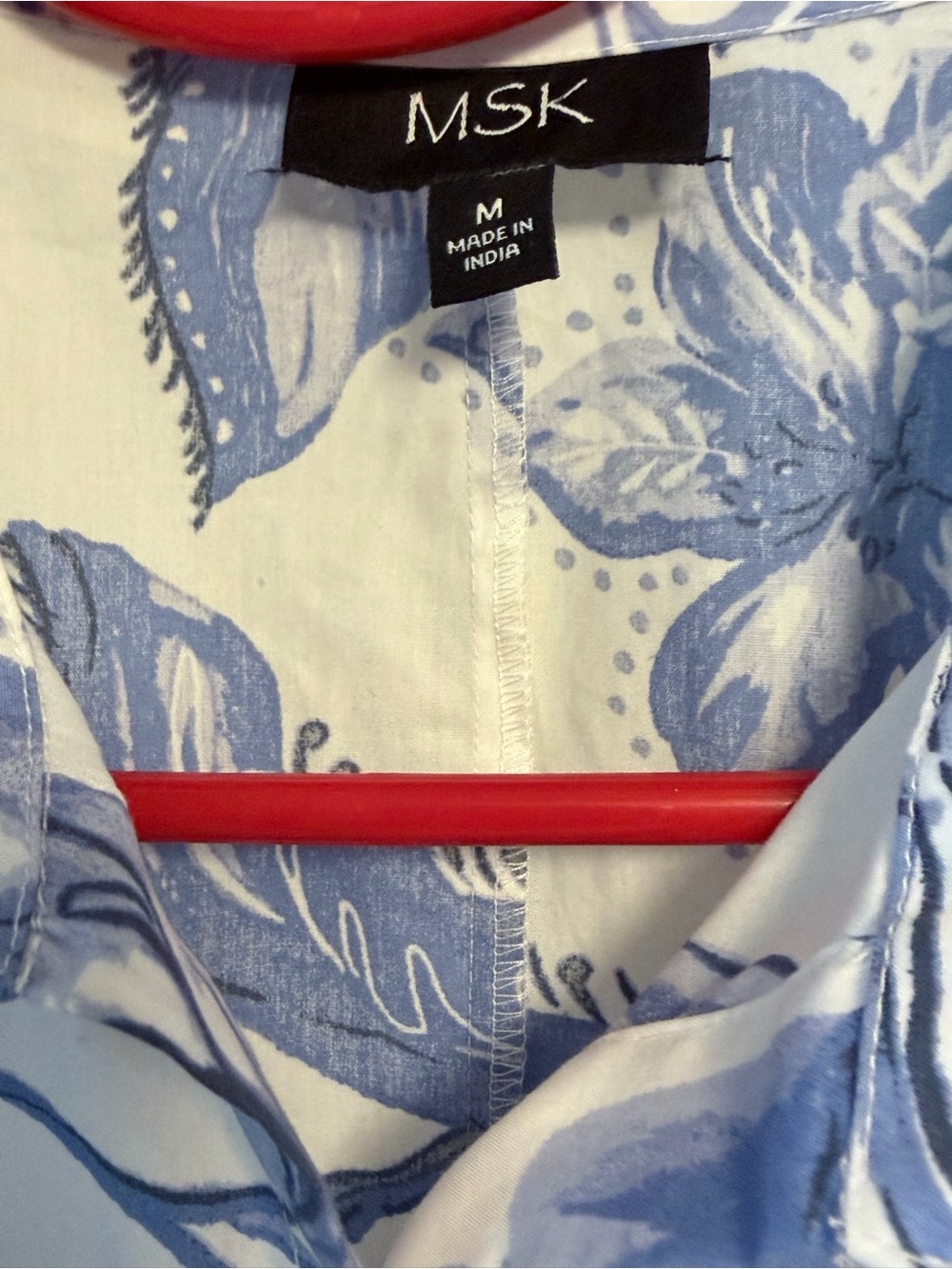 MSK Light Blue and White Floral Casual Button-Down dress